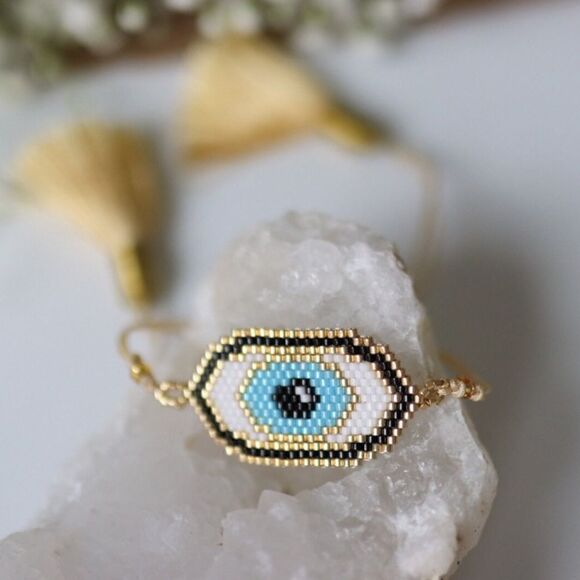 Miyuki Beaded Protection Eye Bracelet Jewelry New in Box - Picture 4 of 6